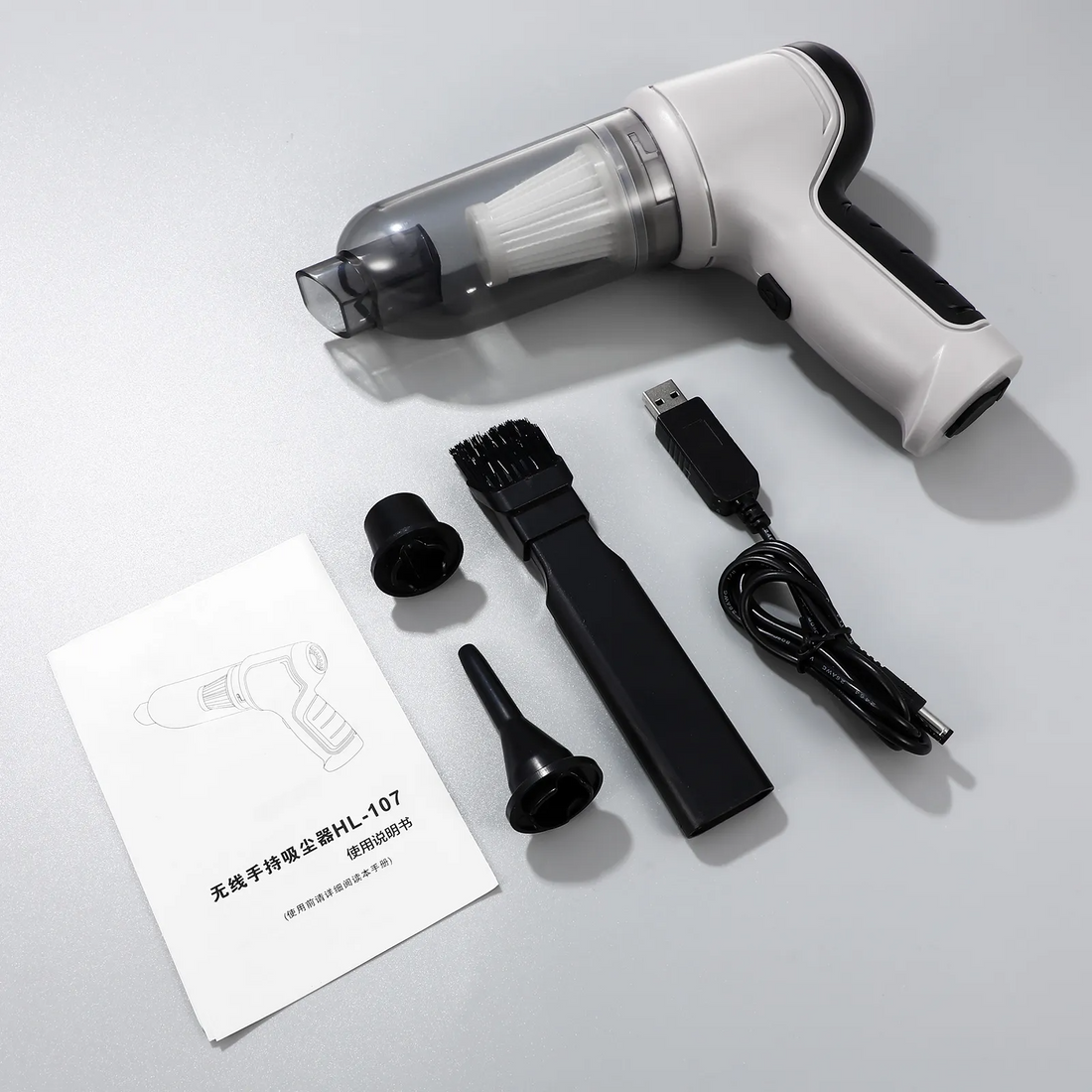 ASPIRADORA PORTÁTIL DE MANO MULTIUSO RECARGABLE CON FILTRO Y ACCESORIOS BJ107