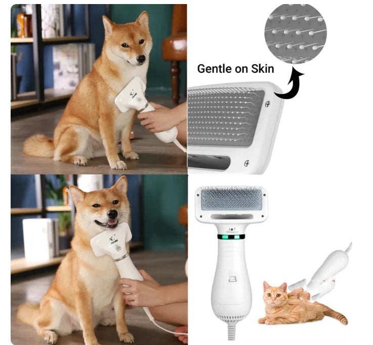 CEPILLO SECADOR PARA MASCOTAS 2 en 1